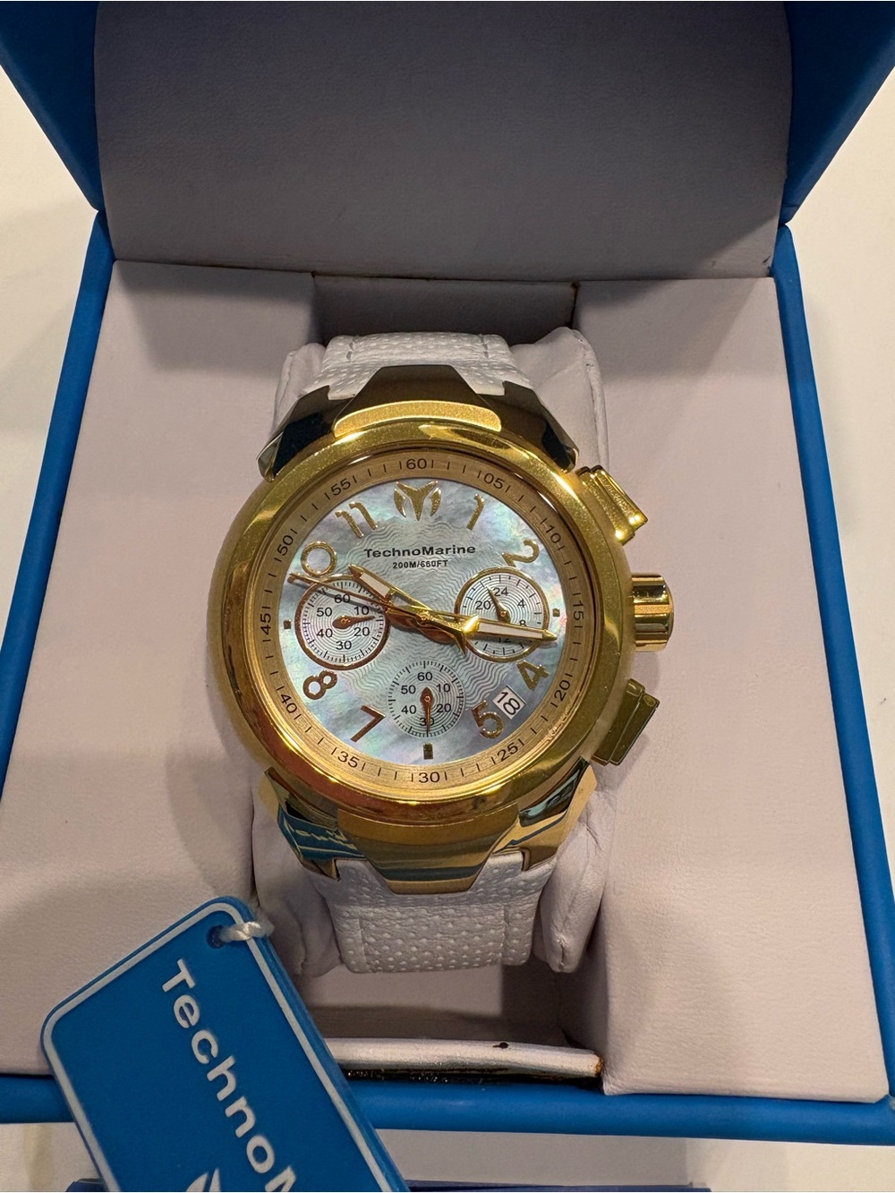 Technomarine TM-715034 Sea MOP Dial Leather Strap Chronograph Women's Watch